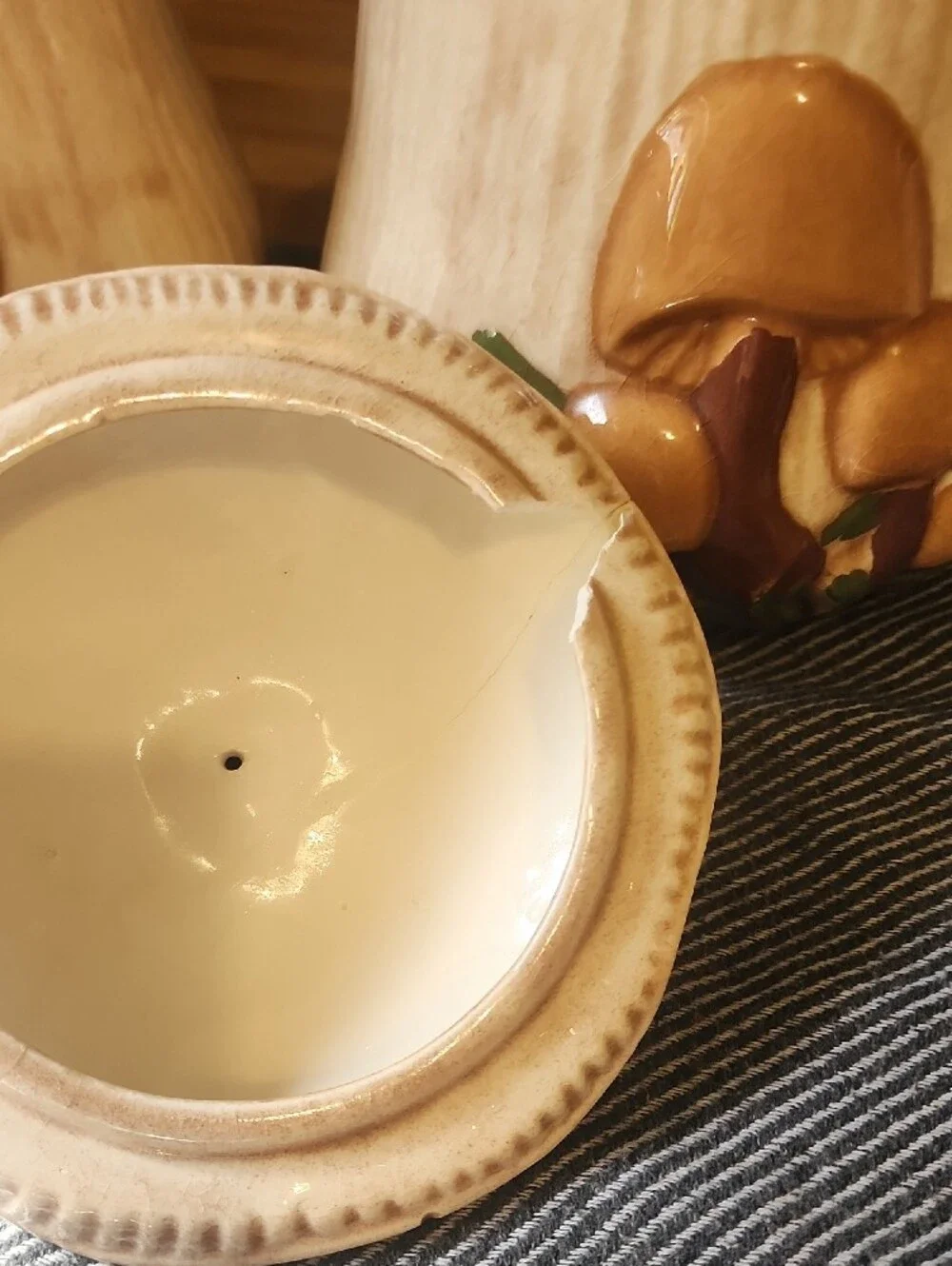 Vintage Mushroom Ceramic Canister Set - Tan and Brown